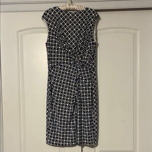 Lauren Ralph Lauren Navy and White Geometric Midi Dress